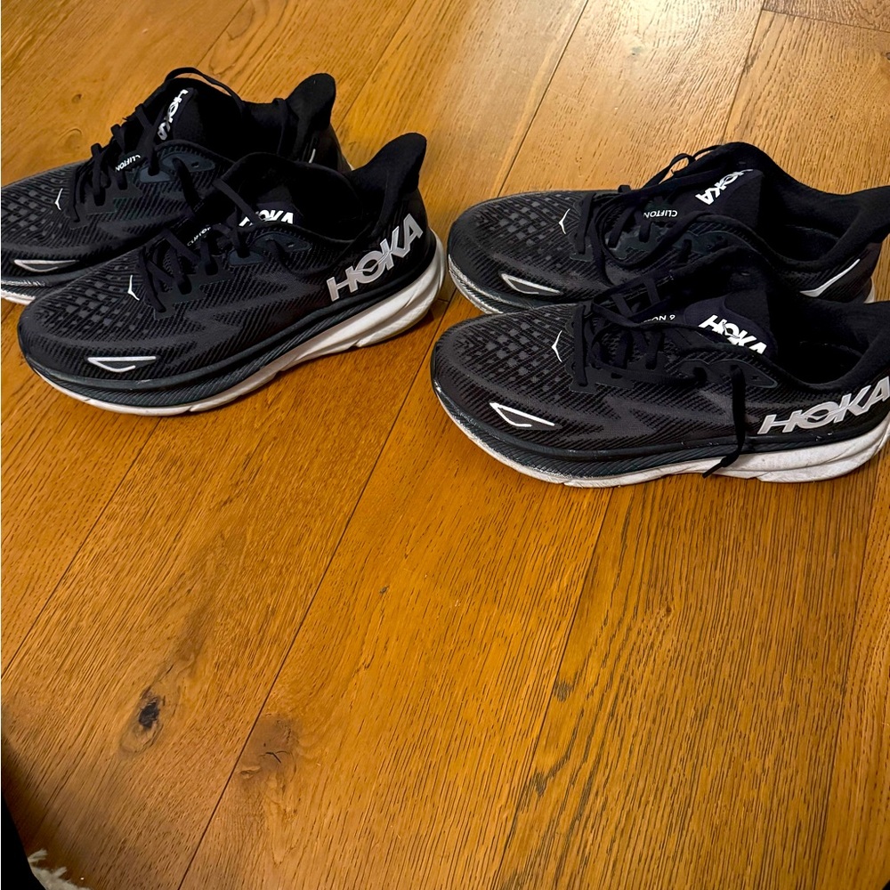 Hoka Black and White Athletic Shoes